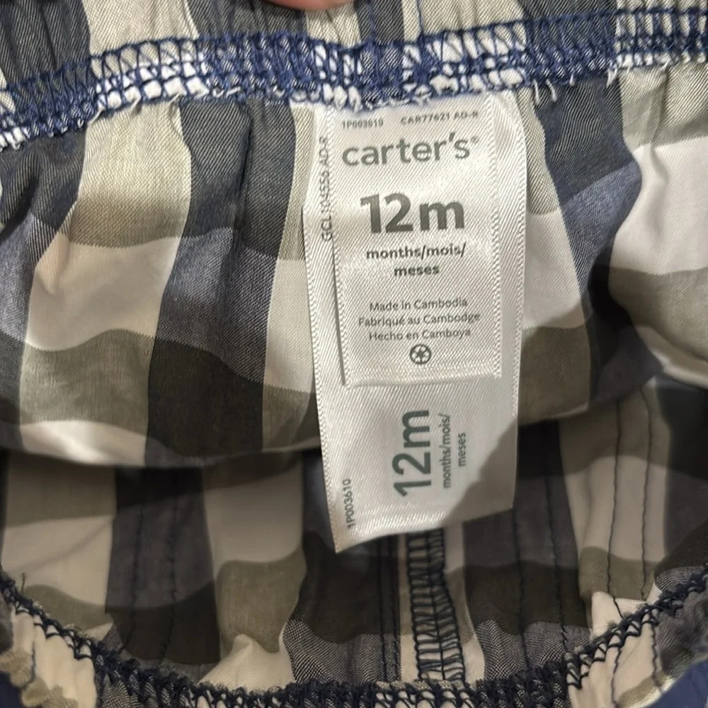 Carter's Blue Polo with Checkered Shorts